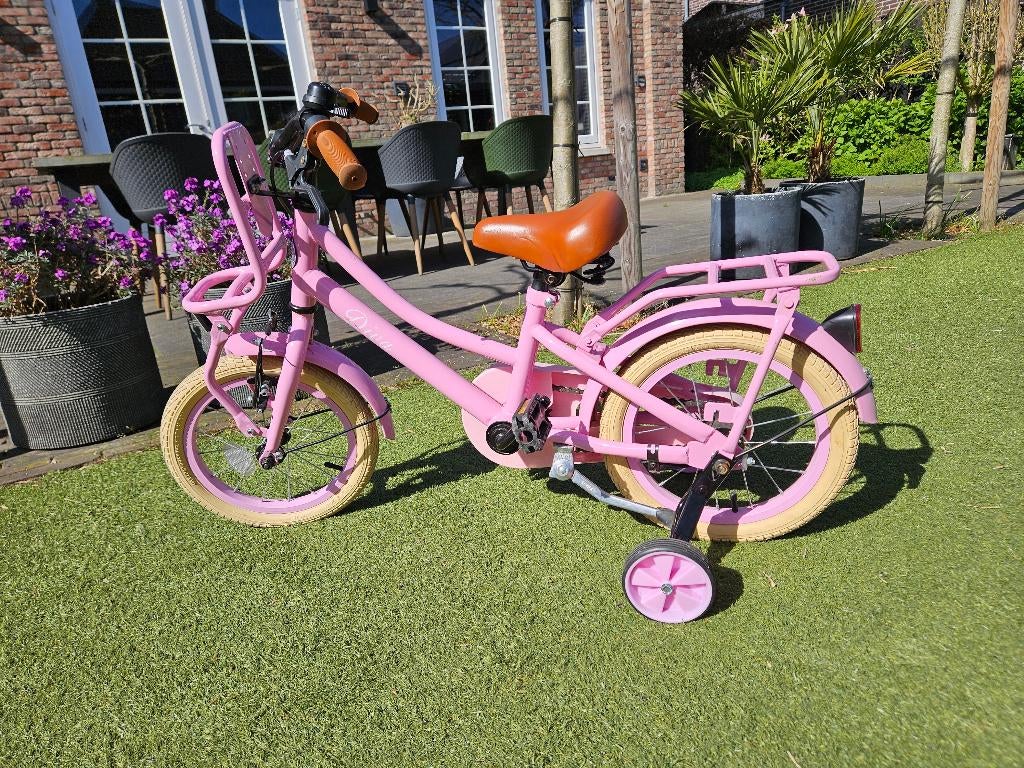 Spirit meisjes fiets 14 inch roze, Ophalen, Terugtraprem, Zijwieltjes, Gebruikt