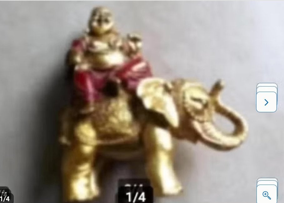 Boeddha beeldje zittend op olifant Br15H14cm, Ophalen of Verzenden, Zo goed als nieuw, Meerkleurig, Overige materialen