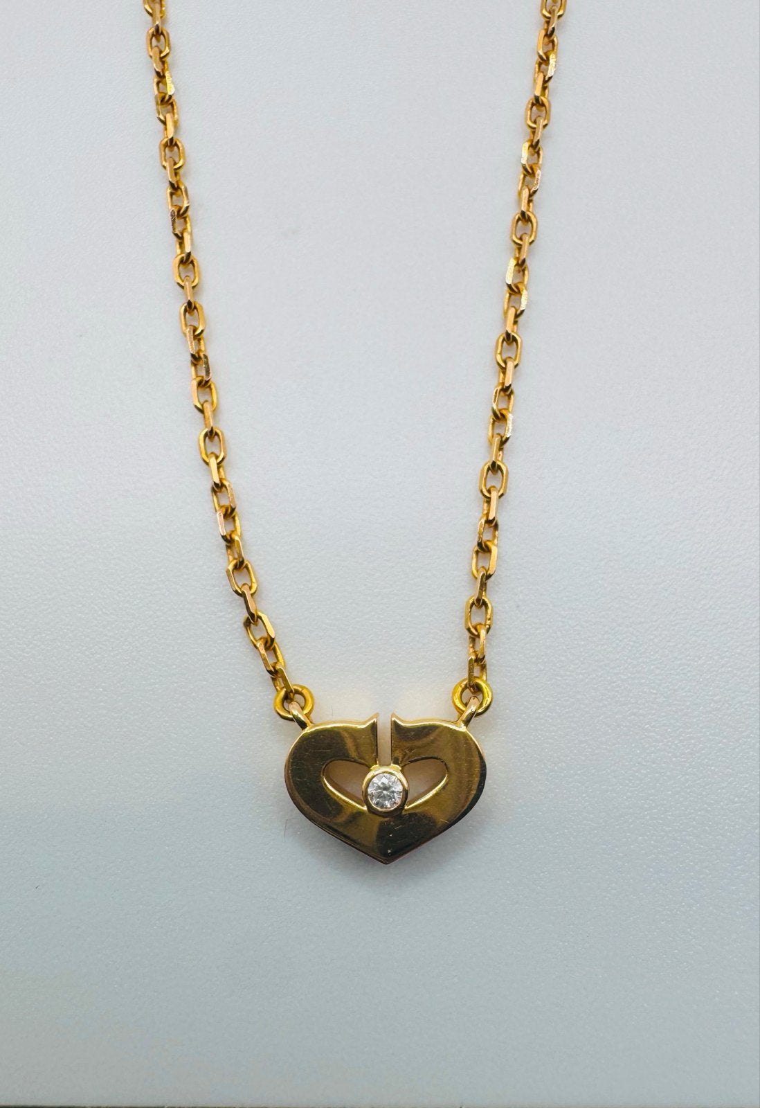 Cartier C Heart Diamond Ketting 750 Goud 4.2g, Sieraden, Tassen en Uiterlijk, Kettingen, Ophalen of Verzenden, Gebruikt, Goud