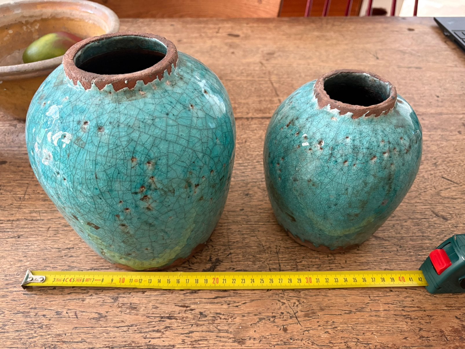 PTMD vaas/pot turquoise, Huis en Inrichting, Ophalen, Overige kleuren, Zo goed als nieuw, 22 cm