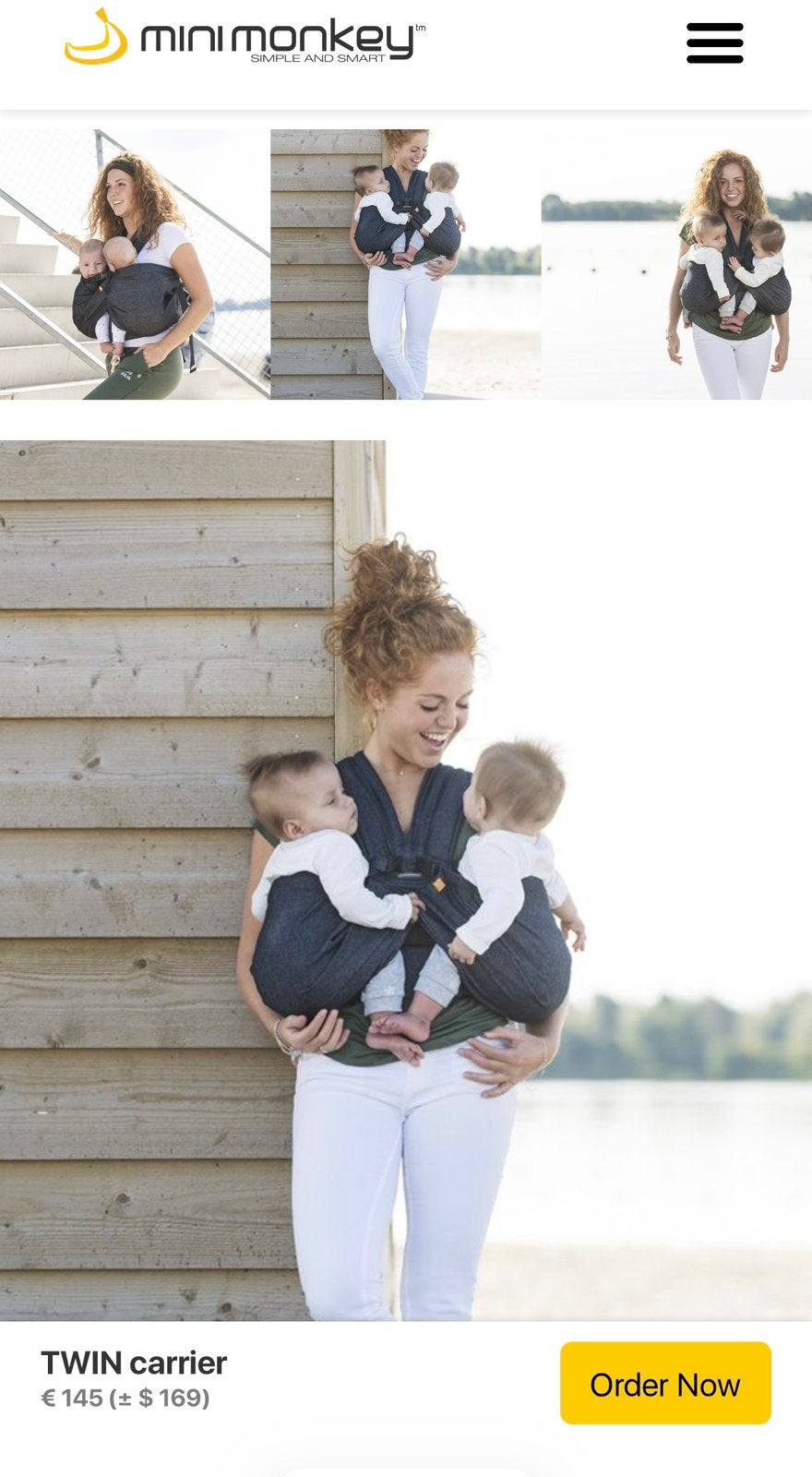 Mini Monkey Twin drager, tweeling draagzak, Kinderen en Baby's, Babydragers en Draagdoeken, Ophalen, Zo goed als nieuw, Draagzak