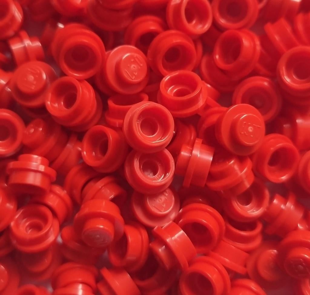 Lego 1x1 round plate, Red (per 100), Ophalen of Verzenden, Nieuw, Losse stenen, Lego