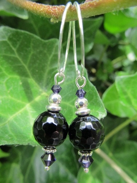 Oorbellen Ireen onyx facet-swarovski kristal zilver, Sieraden, Tassen en Uiterlijk, Ophalen, Nieuw