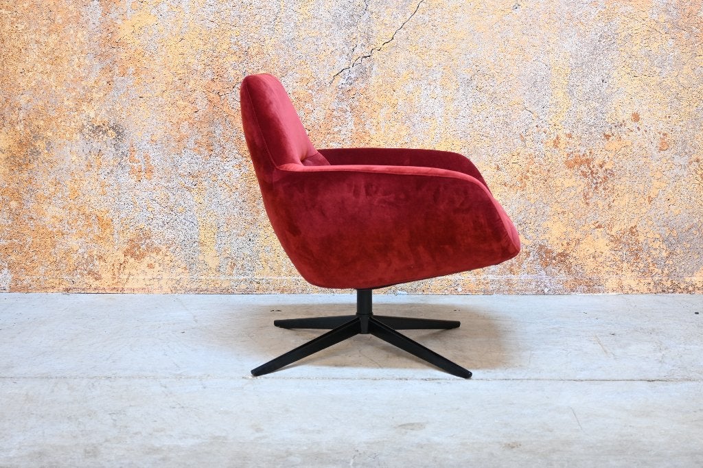 ZGANieuw fraaie rode stoffen Topform design draaifauteuil, 75 tot 100 cm, Ophalen of Verzenden, Zo goed als nieuw, Topform