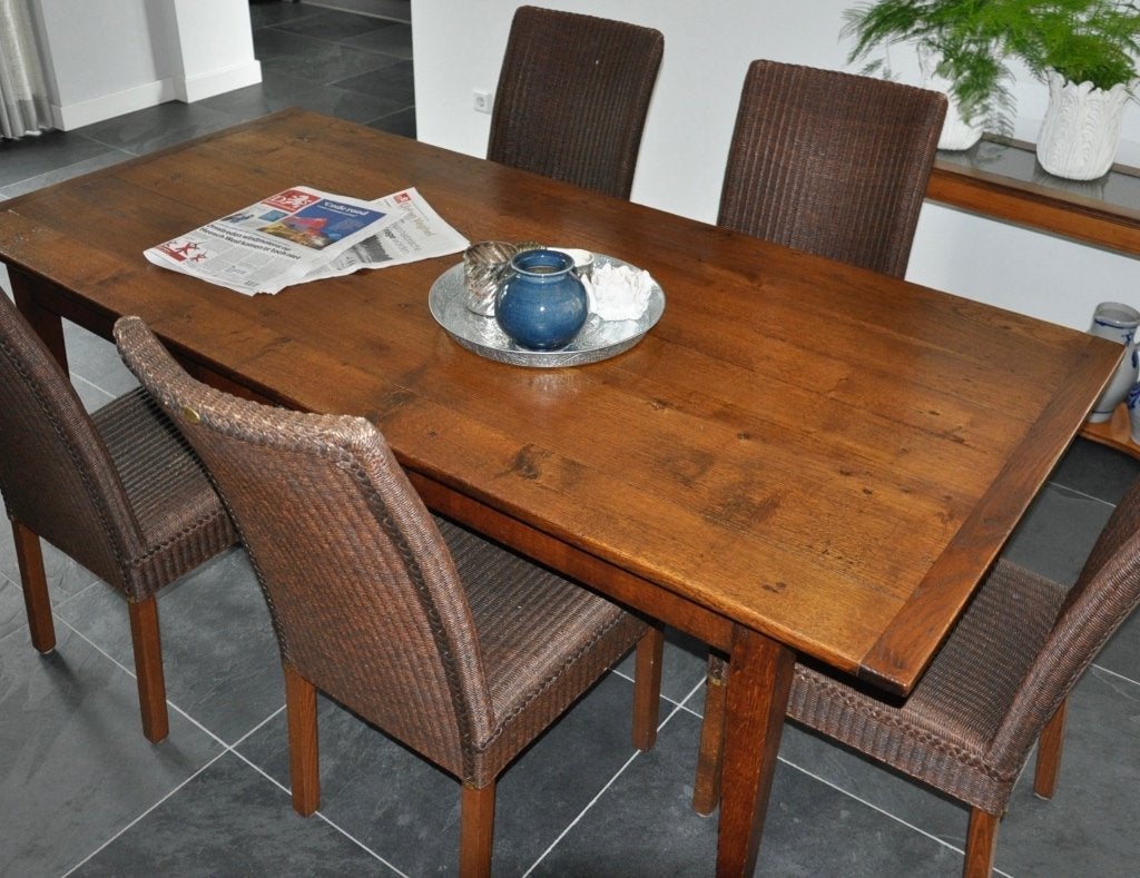 Lloyd Loom eetkamer stoelen 5 stuks, Ophalen, Gebruikt, Bruin, Riet of Rotan