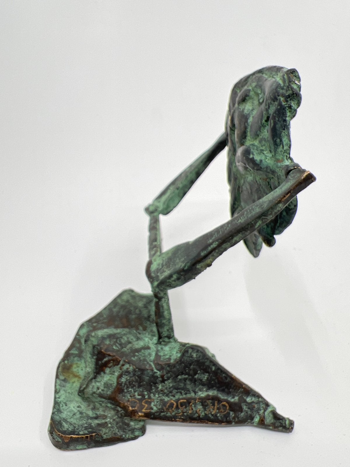 Abstract bronzen beeld met patina, Antiek en Kunst, Minder dan 20 cm, Ophalen of Verzenden, Beeld, Abstract