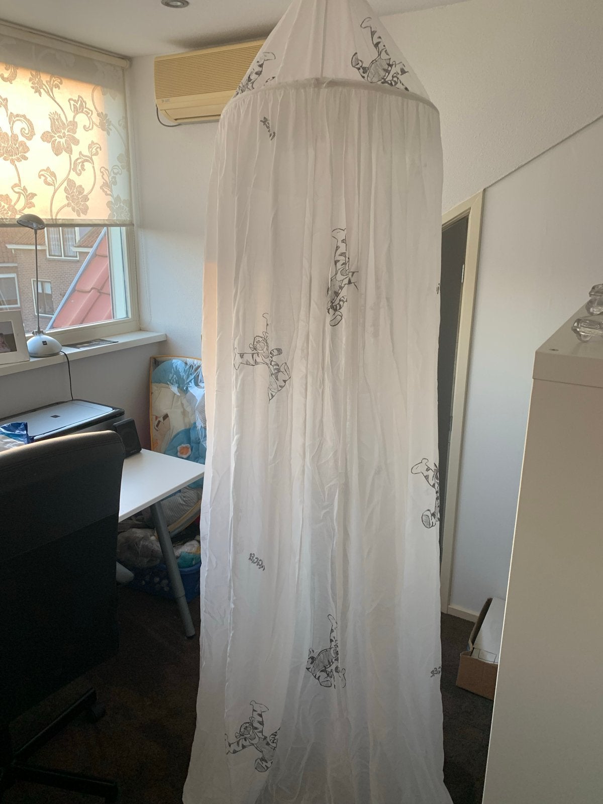 Witte klamboe met Teigetje print, Ophalen, Gebruikt, Wit, Ophangbaar