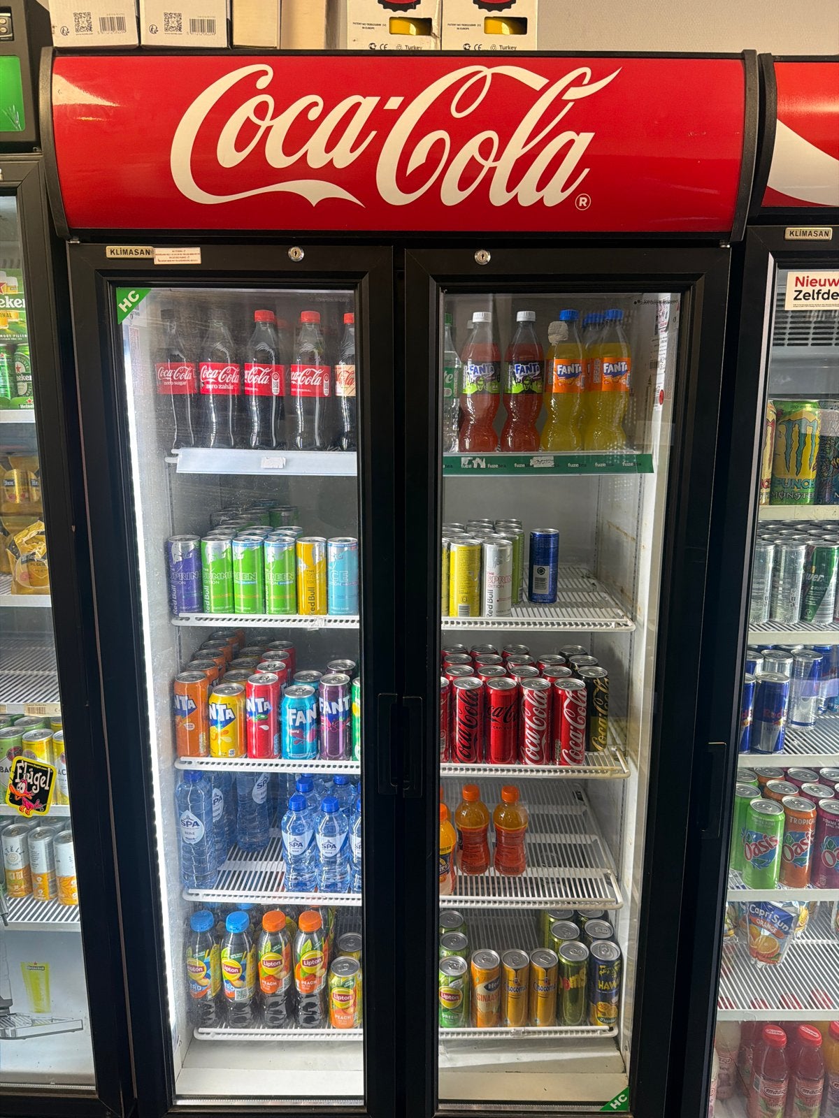 Coca-Cola Koelkast met Dubbele Deur - Gebruikt, Ophalen, 200 liter of meer, 60 cm of meer, 160 cm of meer