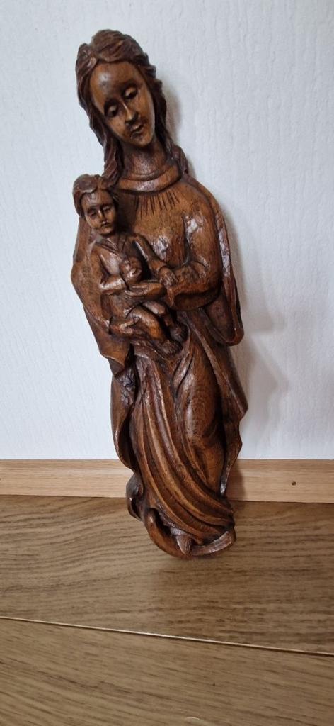 Maria met kindje Jezus houtsnijwerk, Antiek en Kunst, Ophalen of Verzenden