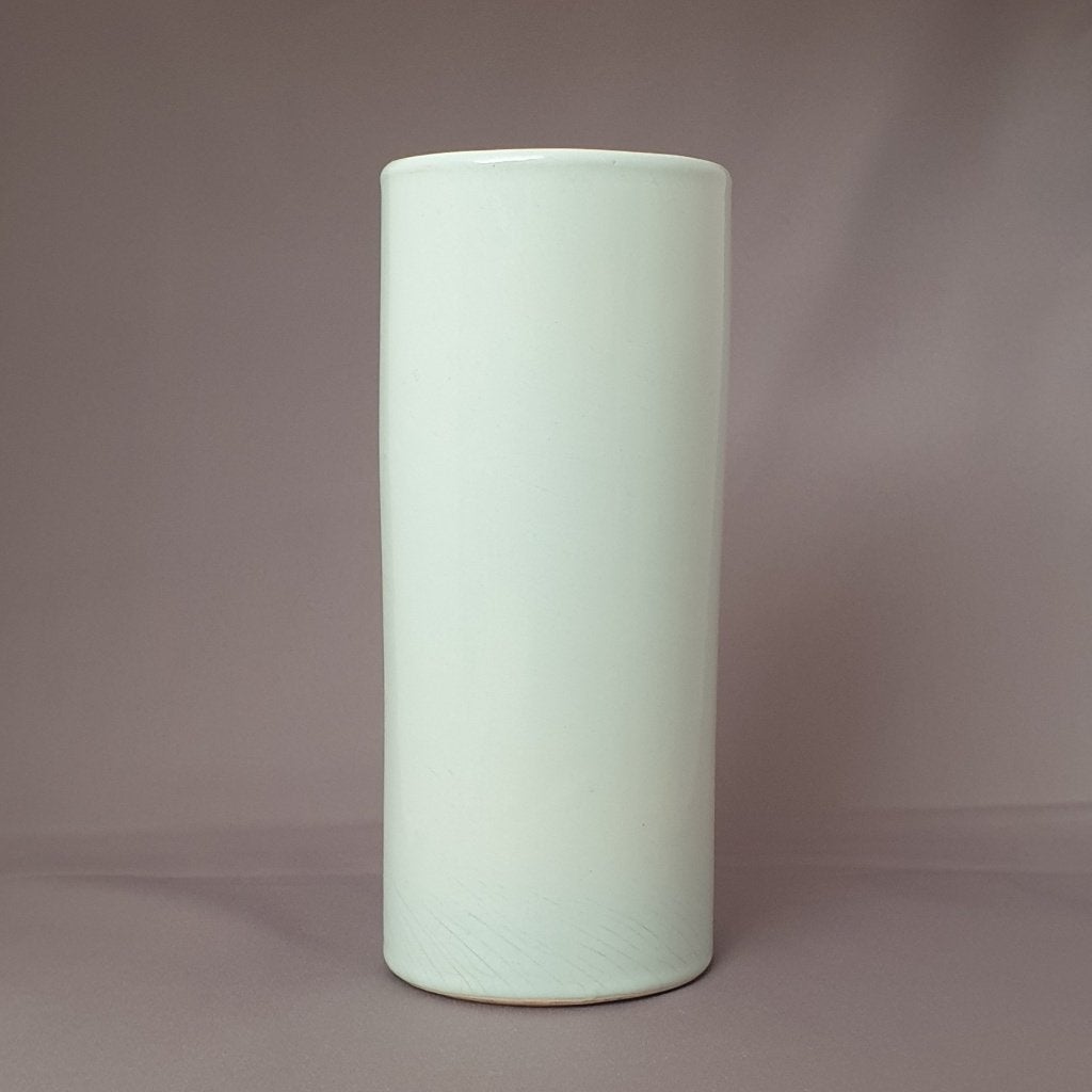 Vintage keramische celadon cilinder vaasje, Antiek en Kunst, Ophalen of Verzenden