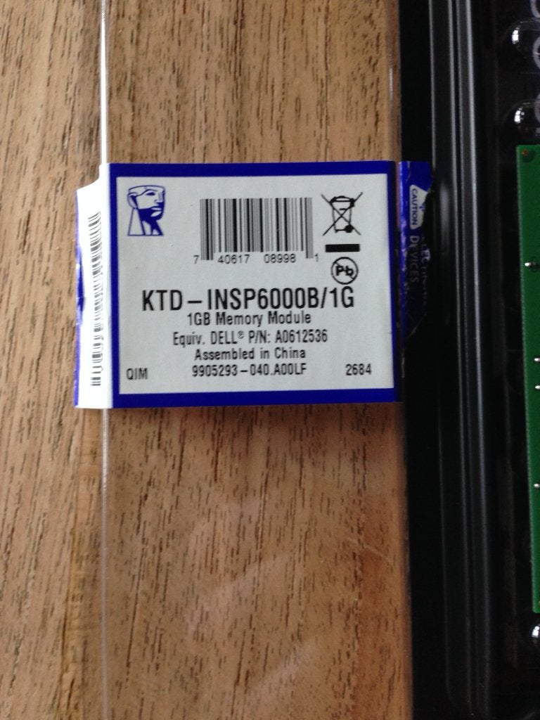 1 GB geheugen laptop voor dell KTD-INSP6000B/1G Kingston, Ophalen, 1 GB of minder, Nieuw, DDR3