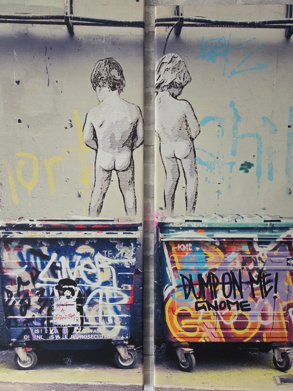 Banksy Style 140 x 120 cm totaal, Antiek en Kunst, Ophalen, Print, Textiel, Stripfiguren/cartoons