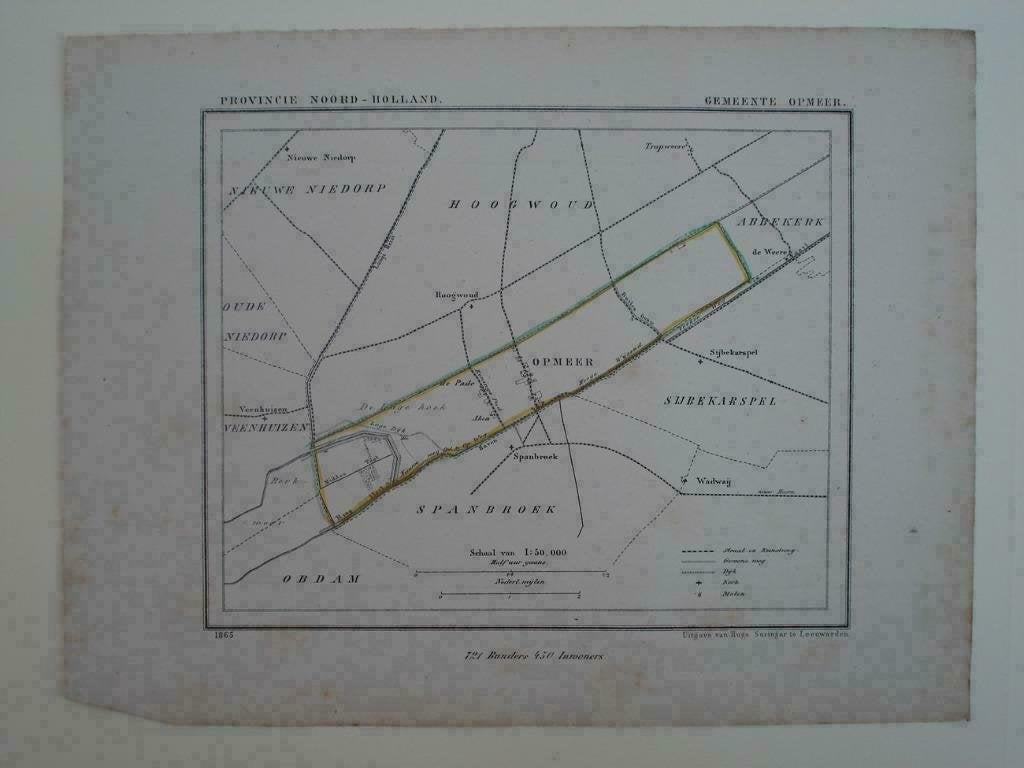 35  / Opmeer   Litho  Kuyper  1867, Ophalen of Verzenden