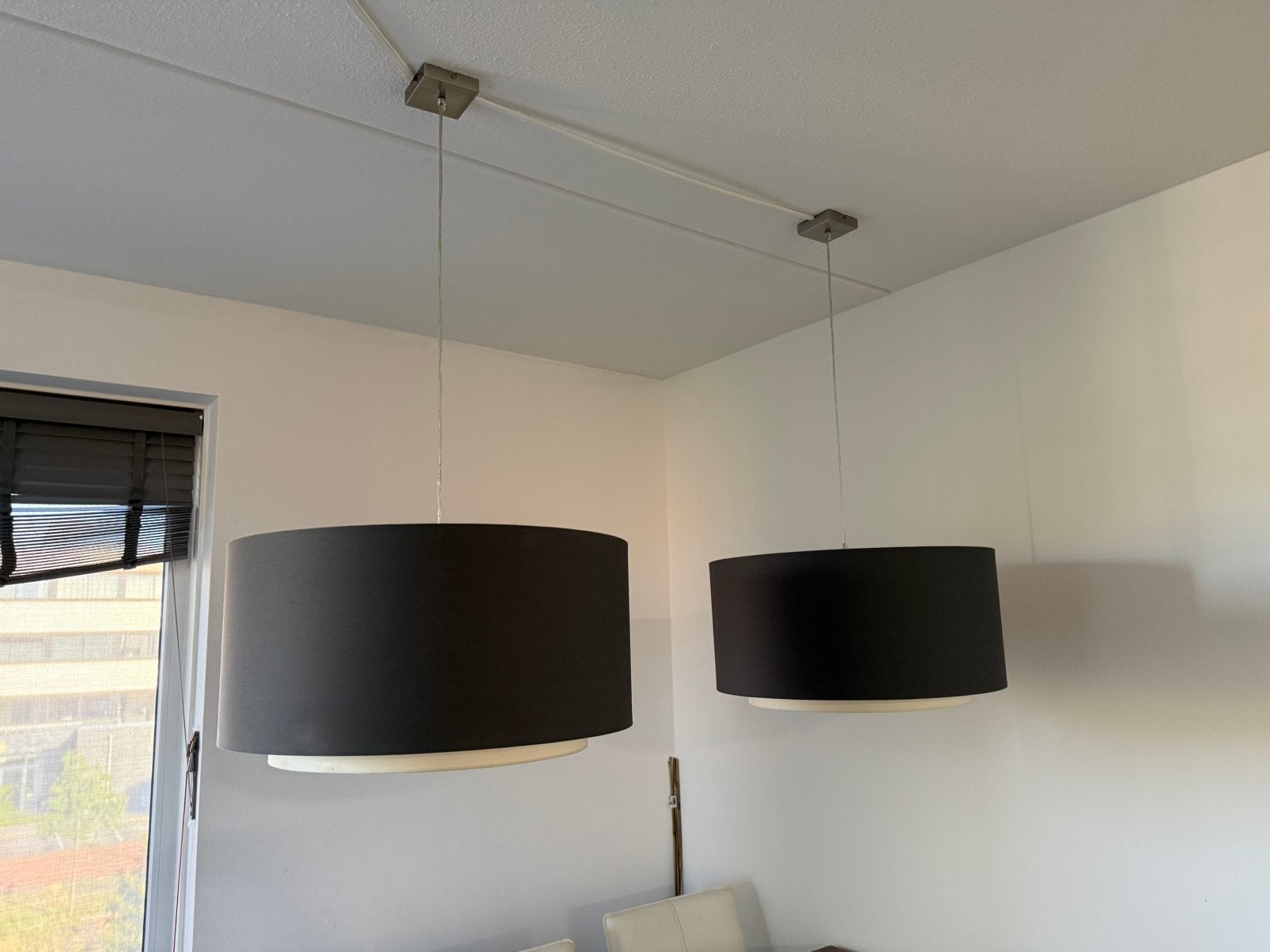 Set van 2 hanglampen - Zwart/Grijs, Ophalen, Zo goed als nieuw