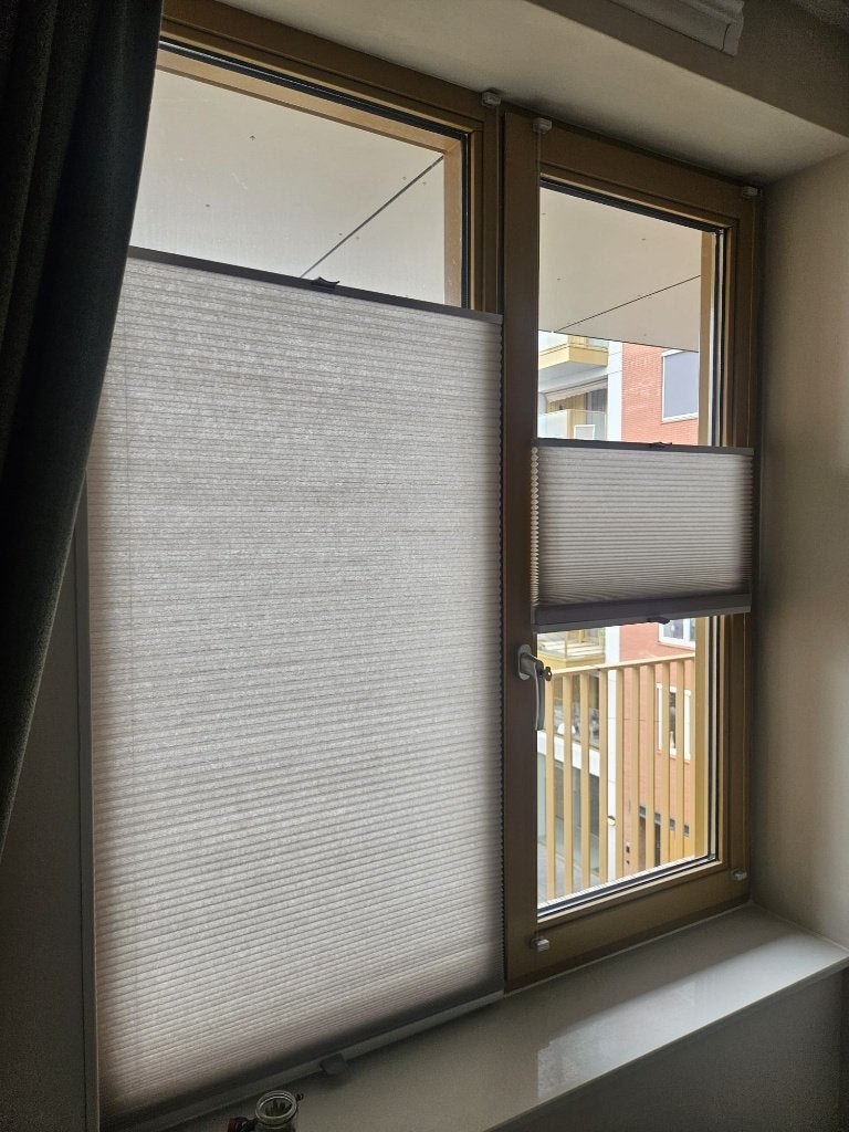 Plissé gordijnen - Kwantum Jana Zand - 4 stuks, Ophalen, Lichtdoorlatend, Crème, Zo goed als nieuw
