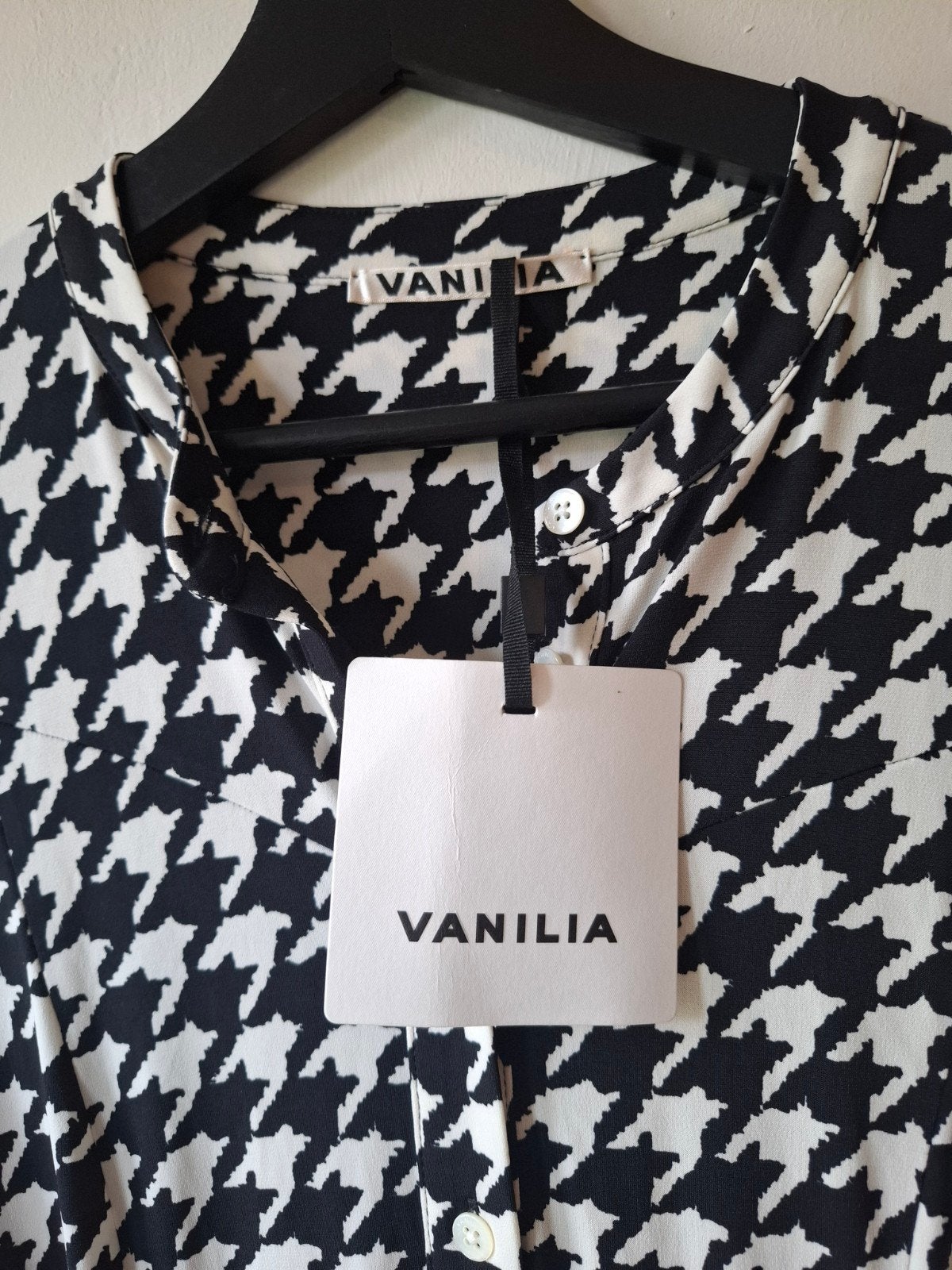 Vanilia travelstof doorknoopjurk pied-de-poule maat: 34, Vanilia, Zwart, Nieuw, Ophalen of Verzenden