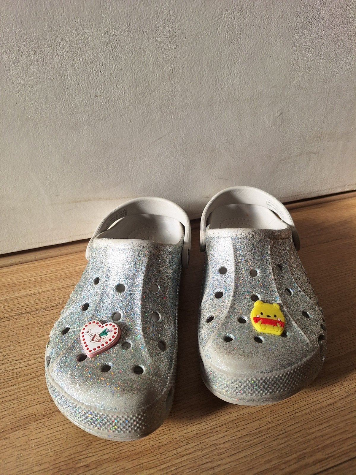Crocs Baya Glitter Zilver - Maat 34/35, Gebruikt, Crocs, Meisje, Schoenen