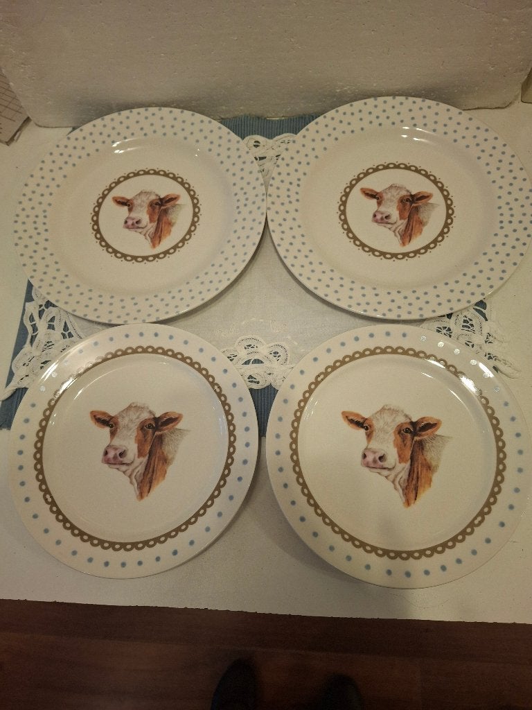 Jet by ter Steege - Happy Cow - 2 ontbijt en 2 dinerborden, --, Nieuw, Ophalen of Verzenden, --