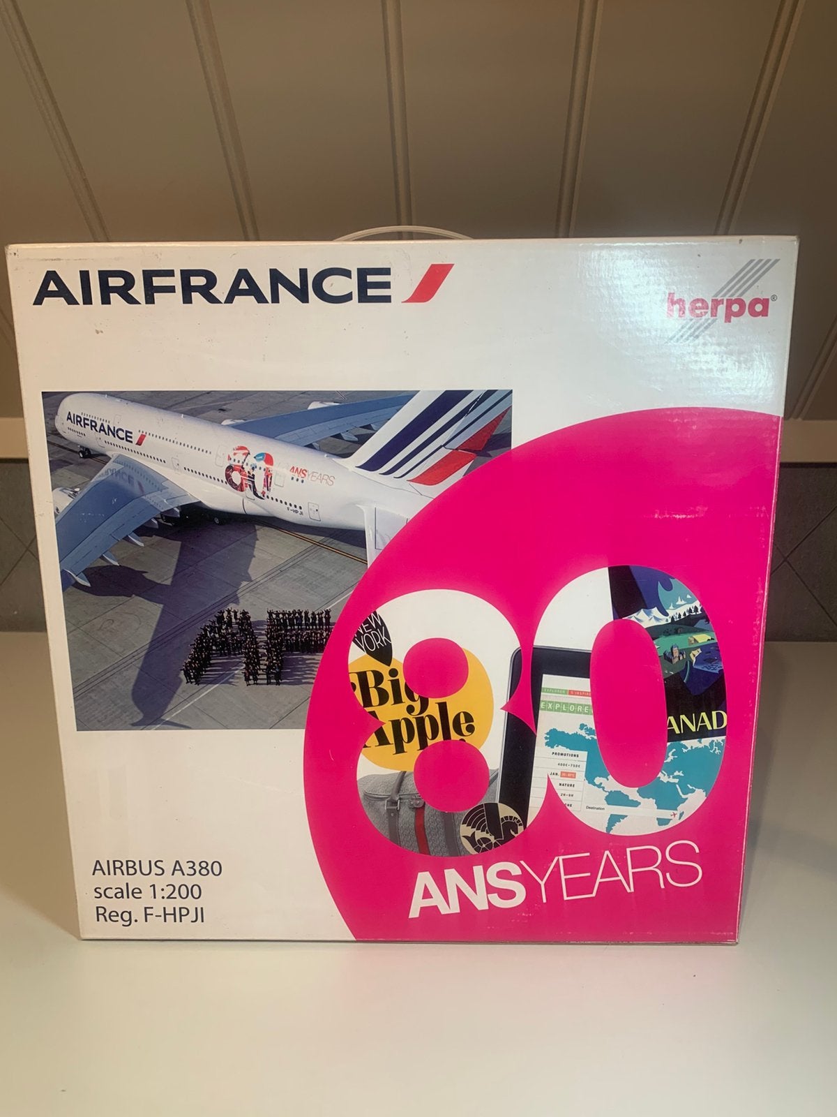 Herpa Air France Airbus A380-800 80 years livery, Ophalen of Verzenden, Zo goed als nieuw, Schaalmodel