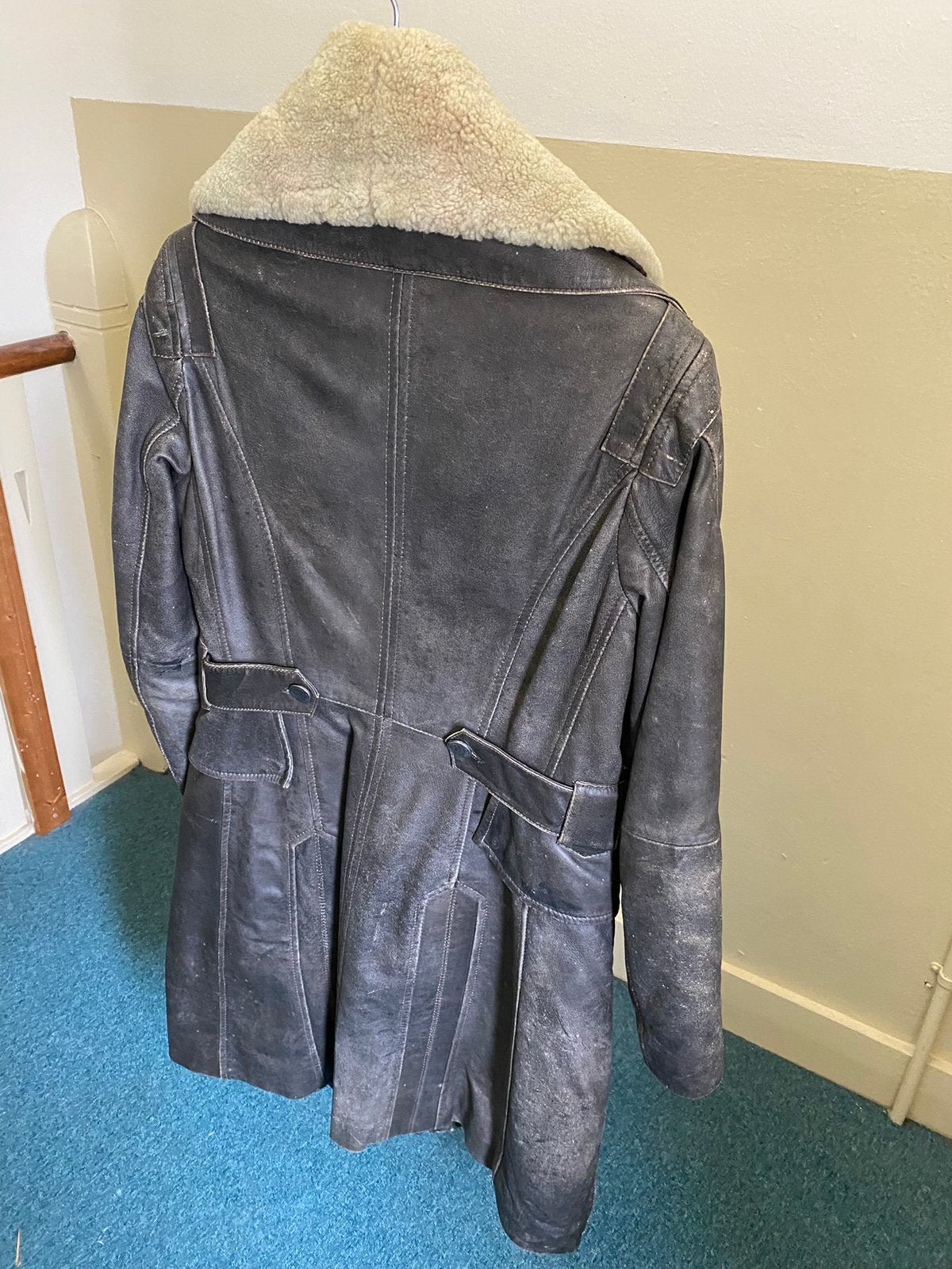 Unieke vintage leren jas, Ophalen, Zo goed als nieuw, Maat 38/40 (M), Grijs