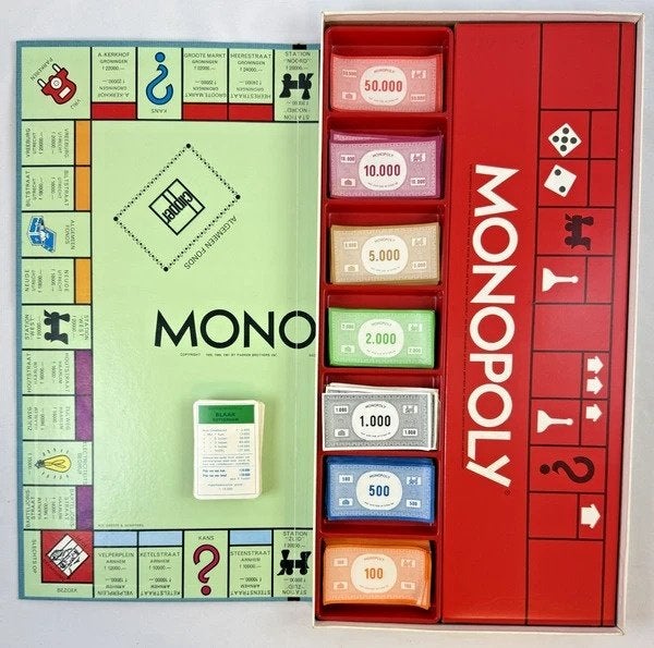 Monopoly Vintage Bordspel Parker Brothers Smeets & Schippers, Coolsingel 104, 3011 AG Rotterdam, Netherlands, Verzenden, Een of twee spelers