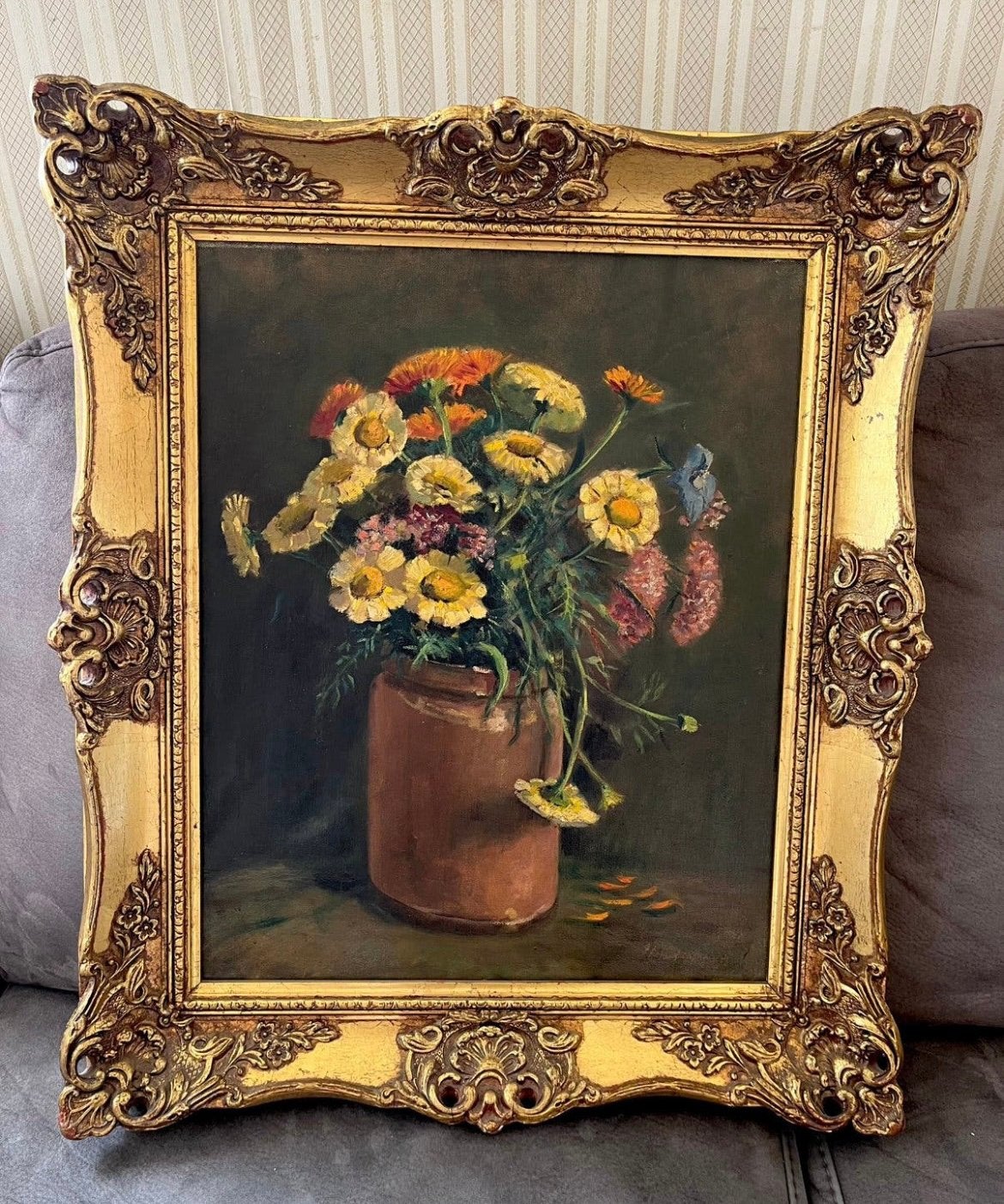 Antiek olieverf bloemen stilleven schilderij, Antiek en Kunst, Kunst | Schilderijen | Klassiek, Ophalen