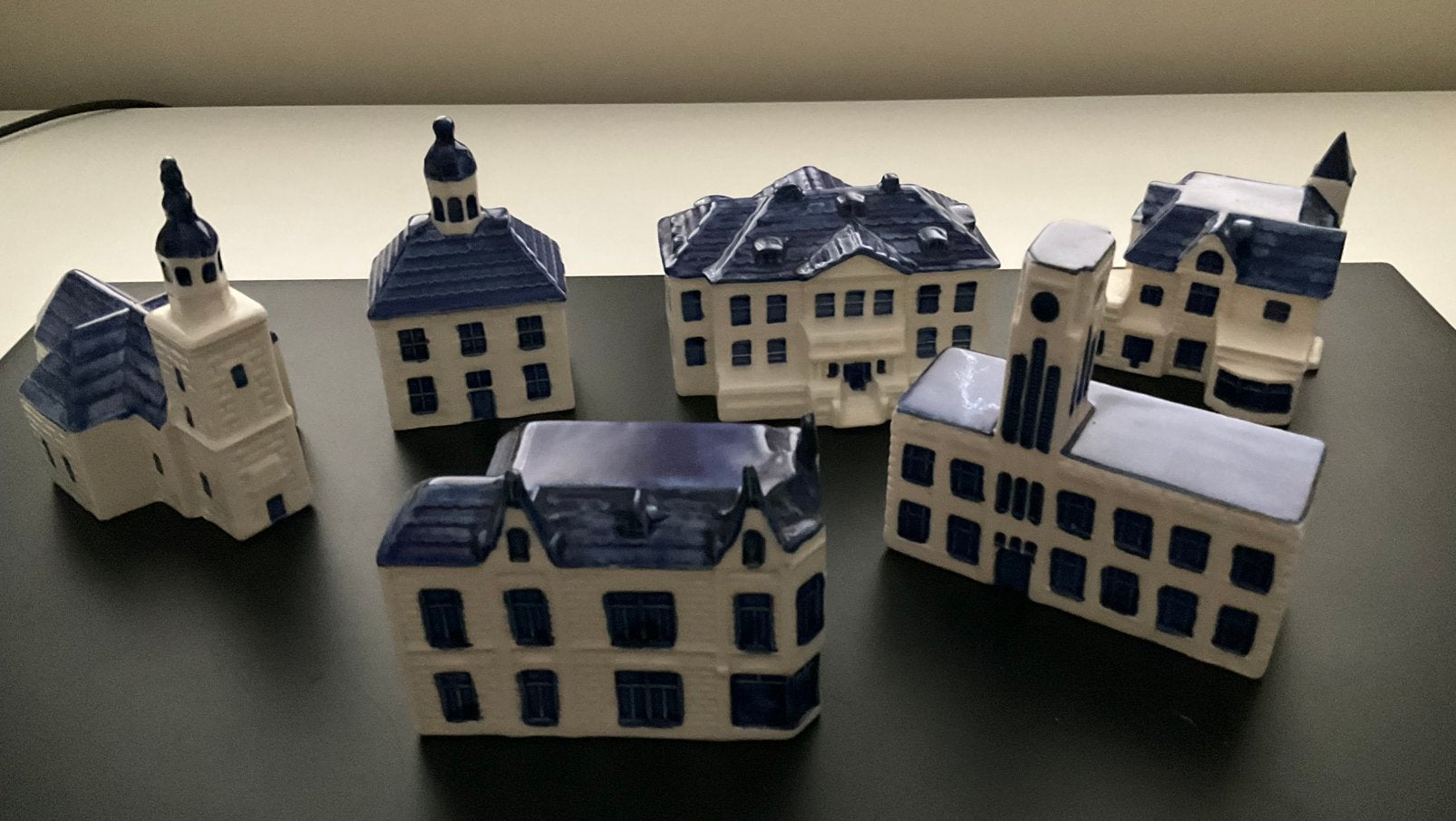 6 Delfts blauwe miniatuur huisjes in KLM stijl, Ophalen of Verzenden