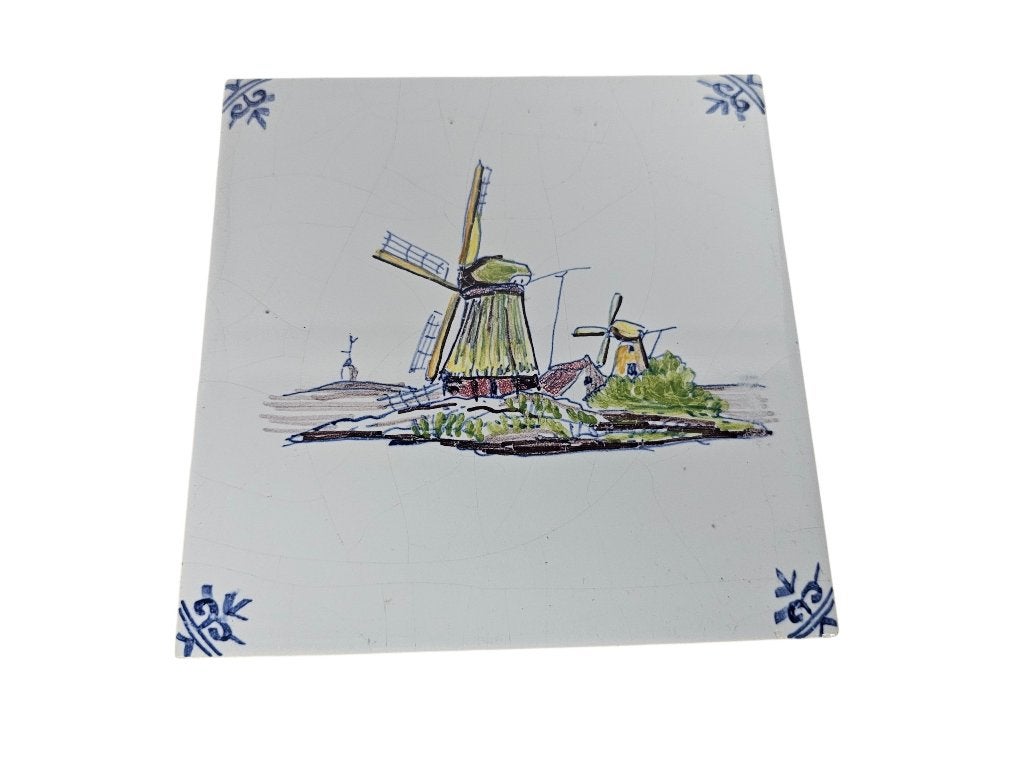 Delft - wandtegel - polychroom  - windmolen - 70´s, Antiek en Kunst, Antiek | Keramiek en Aardewerk, Ophalen of Verzenden