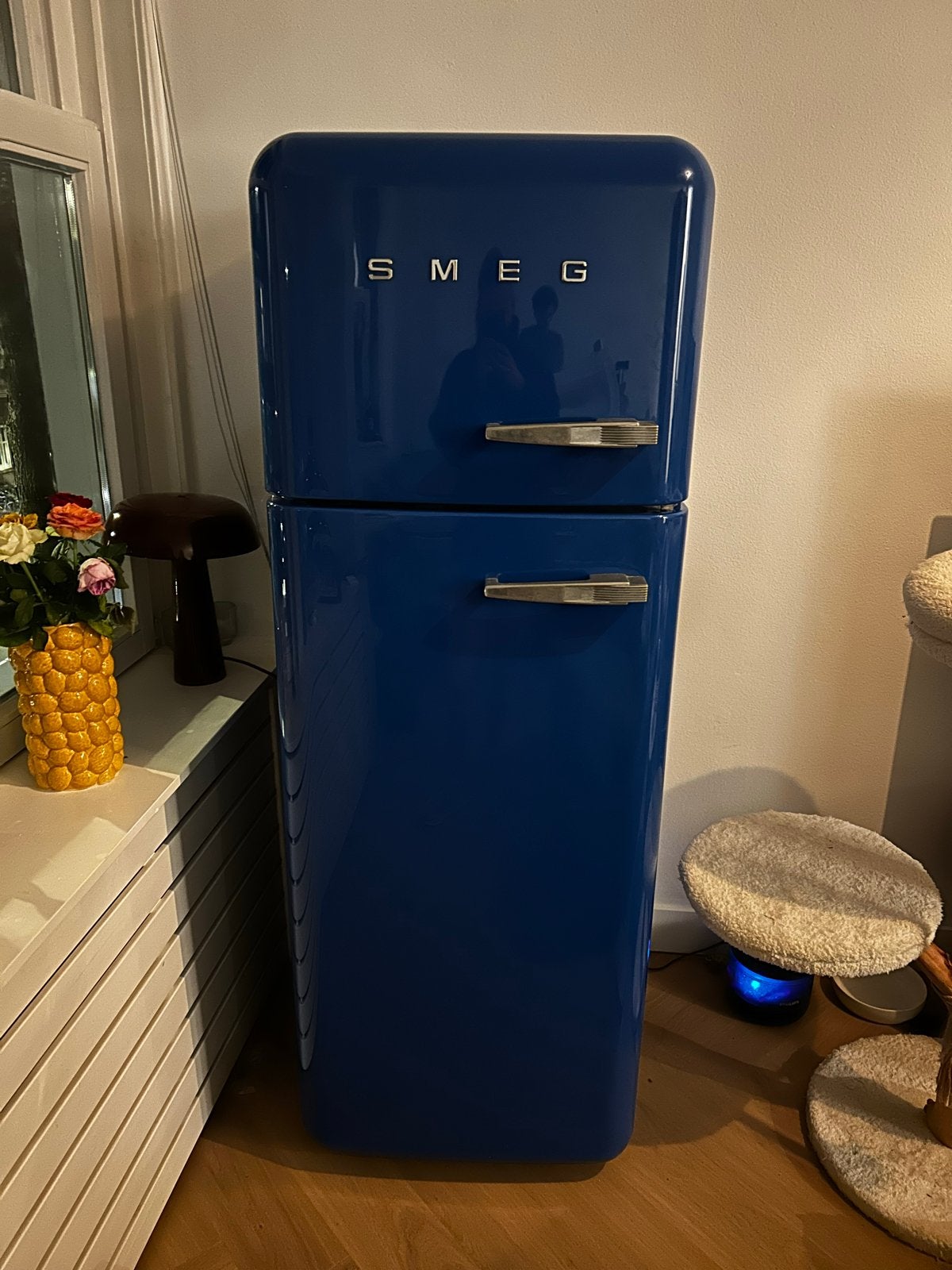 Smeg Koelkast met Vriezer - Blauw Retro Design, Witgoed en Apparatuur, Ophalen, 200 liter of meer, 60 cm of meer, Met aparte vriezer