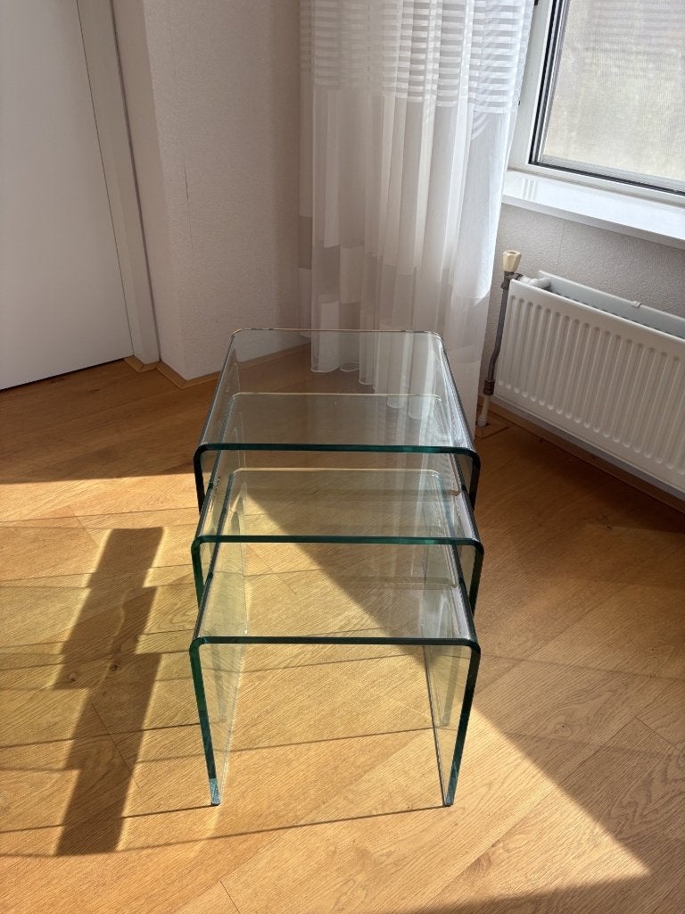 Set van 3 glazen salontafels - Modern design, Ophalen, Minder dan 55 cm, Rechthoekig, Minder dan 45 cm