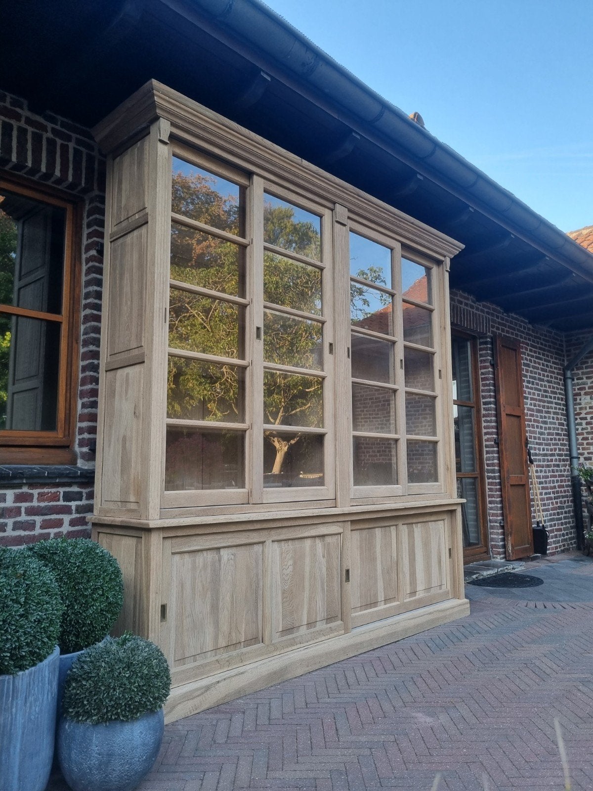Eiken buffetkast/vitrinekast art, Huis en Inrichting, Ophalen, Gebruikt, Eikenhout, Landelijk
