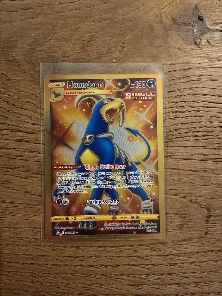 Pokémon Kaart: Houndoom (Gold Secret Rare ), Ophalen of Verzenden, Zo goed als nieuw, Losse kaart, Foil