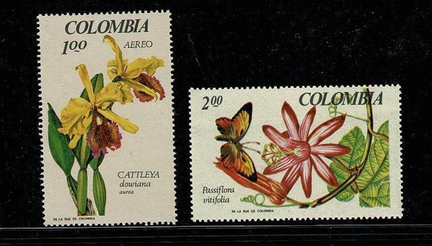 Bloemen : Colombia -  2 stuks postfris, Ophalen of Verzenden, Postfris, Dier of Natuur