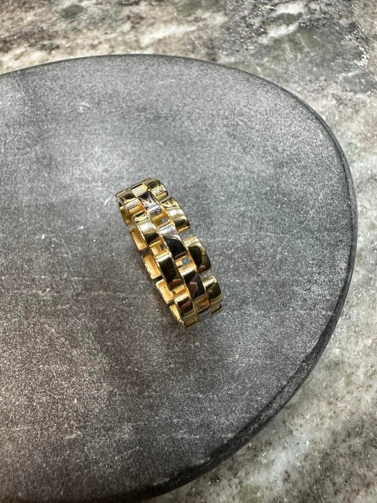 14k gouden rollie ring bicolor, Ophalen of Verzenden, Nieuw, Goud, Dame
