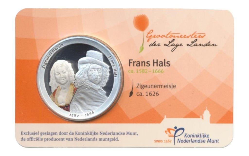 Nederland Frans Hals-penning in kleur in coincard, Ophalen of Verzenden, Koningin Beatrix, Overige waardes, Losse munt