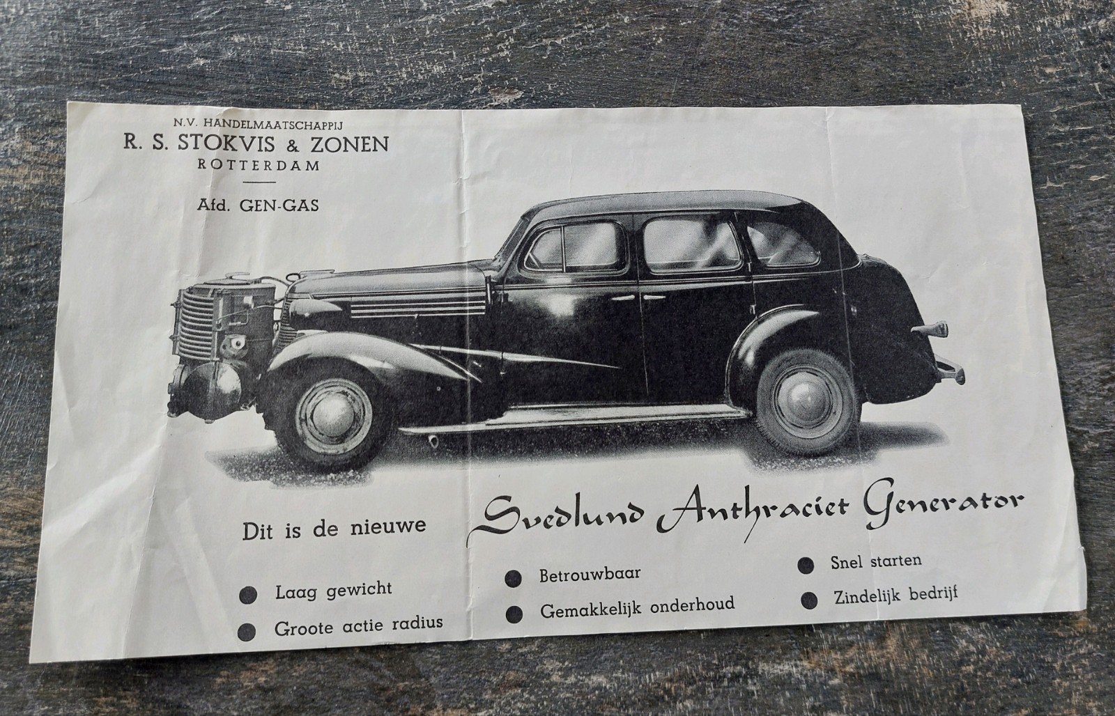 Zeldzame oude autofolder R.S. Stokvis & Zonen Rotterdam, Ophalen of Verzenden