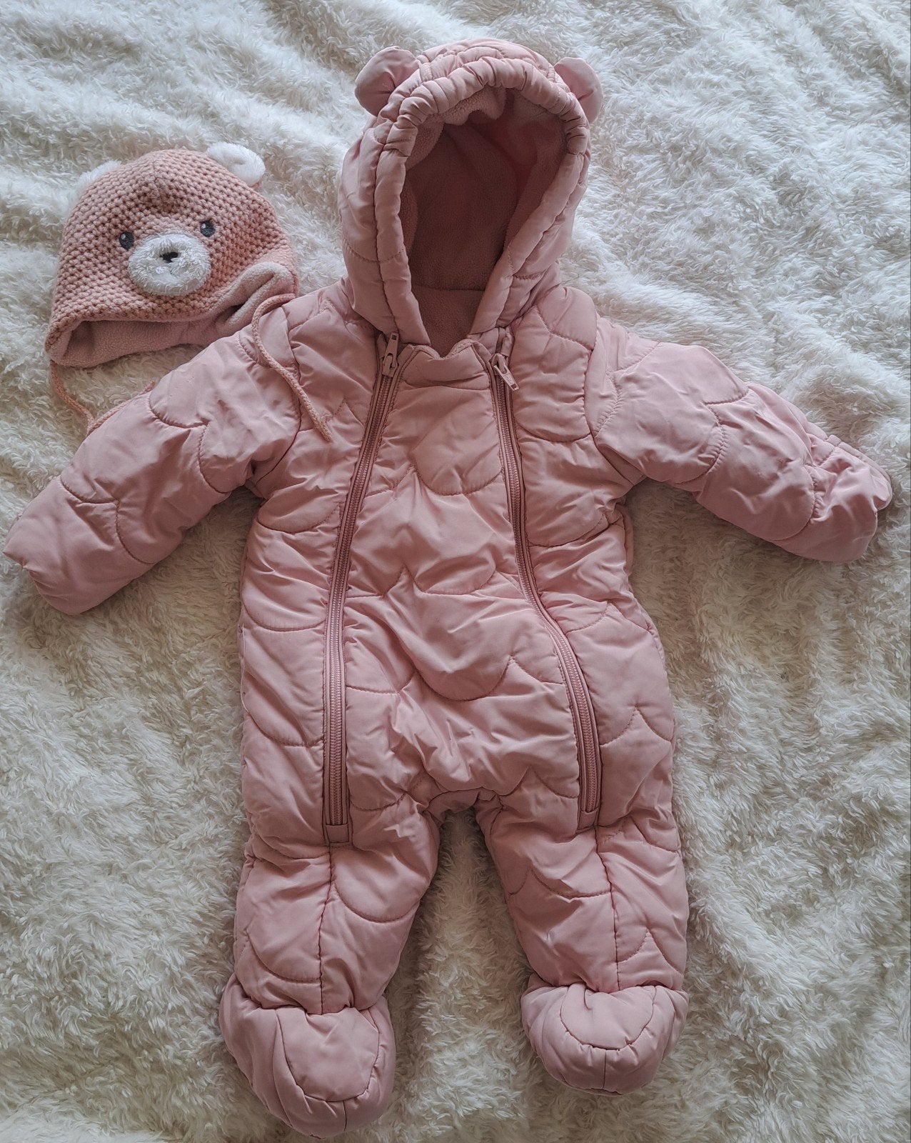 George winteroverall roze met muts 0-3 maanden, Ophalen of Verzenden, Zo goed als nieuw, George, Meisje