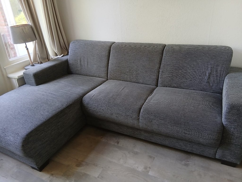 Hoekbank grijs, Ophalen, Gebruikt, Hoekbank, 200 tot 250 cm