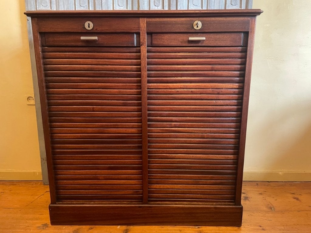 Mahoniehout Rolluikkast Archiefkast Muziekkast art deco 1930, Ophalen