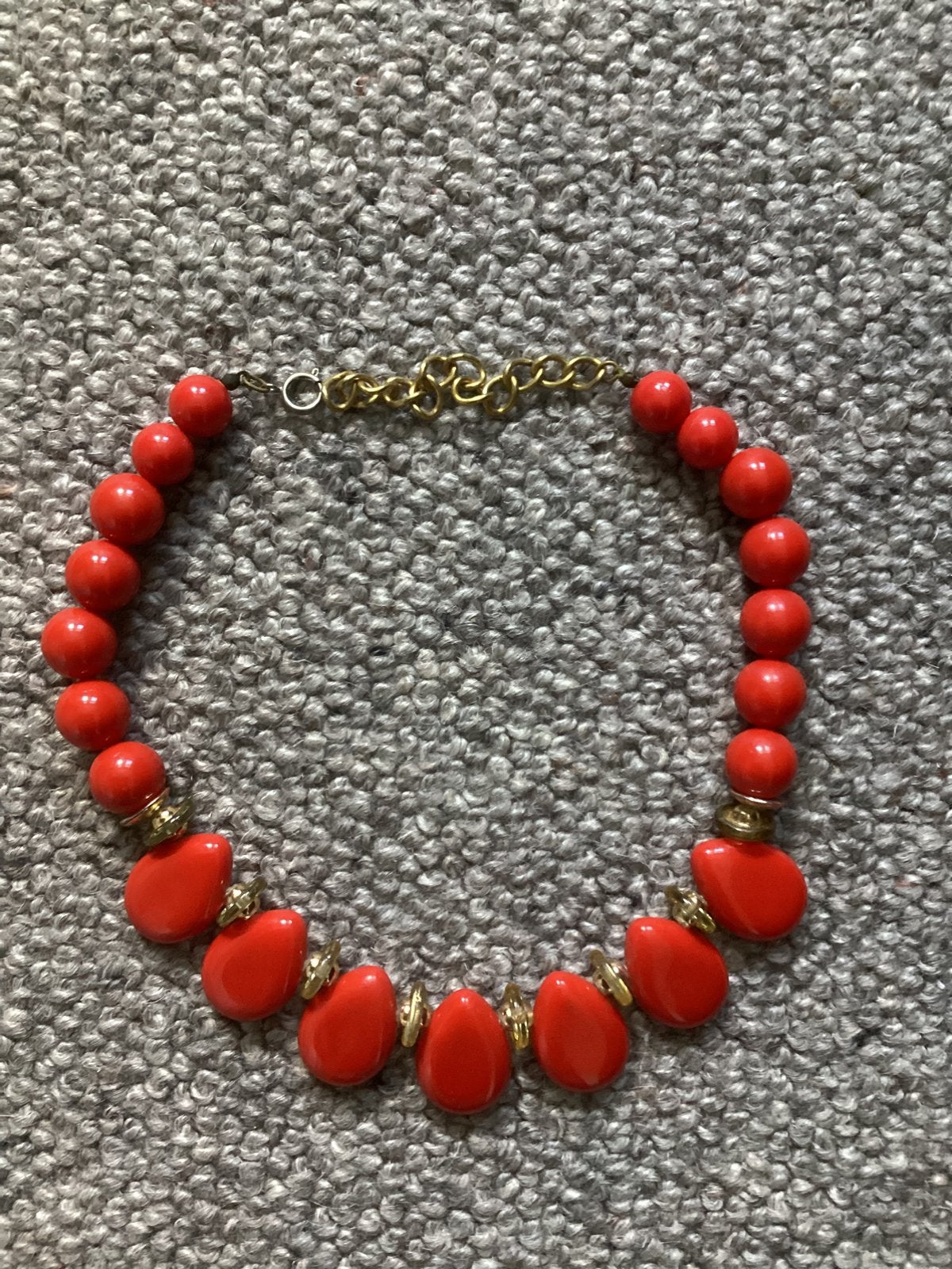 Vintage - halsketting - ketting - rood - 44cm -, Ophalen of Verzenden, Overige materialen, Ketting
