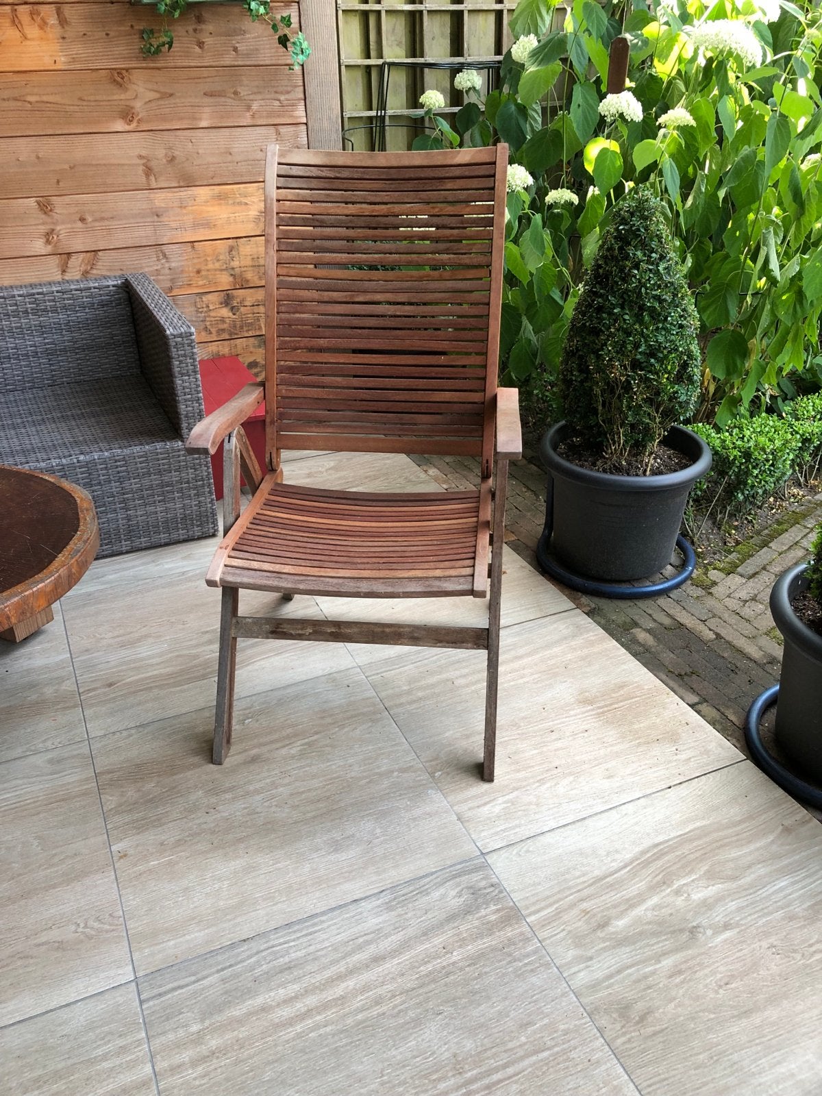3 x Houten tuinstoel, verstelbaar Teakhout, Ophalen, Gebruikt, Hout, Verstelbaar