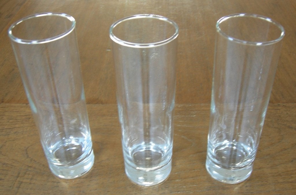 Longdrinkglas hoog model (3x). Afmeting Ø 5,7x17,3 cm., Glas of Glazen, Ophalen of Verzenden, Overige stijlen, Glas