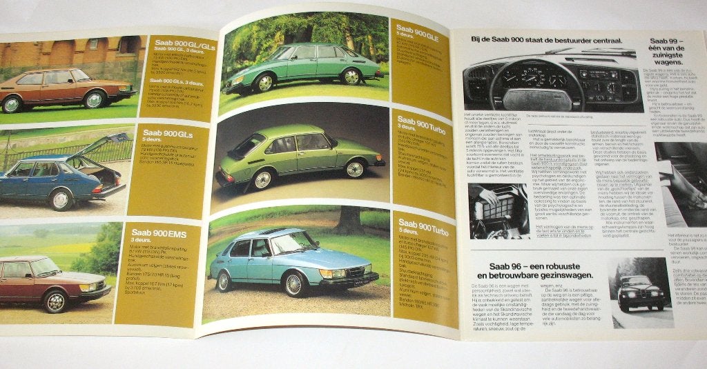 Autofolder Saab 1979 900 99 96 4-luik ZGAN, Boeken, Auto's | Folders en Tijdschriften, Ophalen of Verzenden, Gelezen, Overige merken