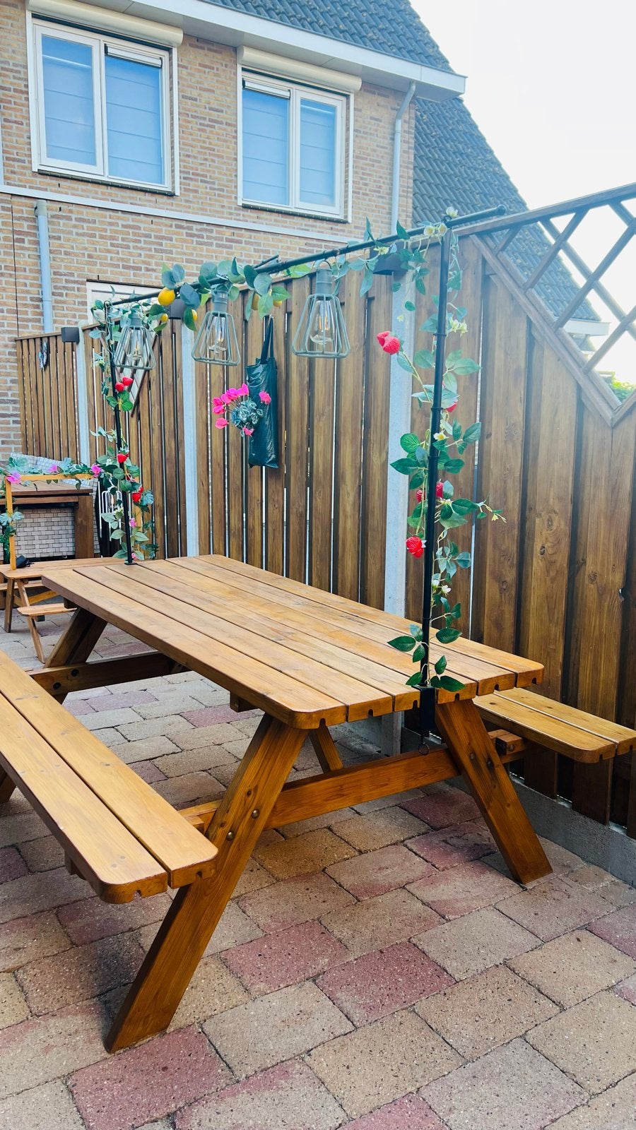 Robuuste inklapbaar  picknicktafel met accessoires, Ophalen, Gebruikt, Inklapbaar, Rechthoekig