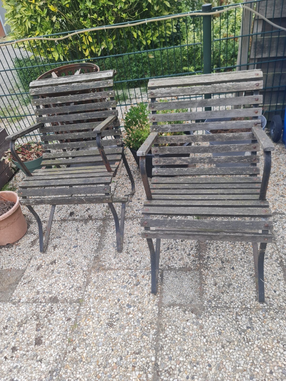 2 tuinstoelen hard hout opknappers, Tuin en Terras, Ophalen, Gebruikt, Hout