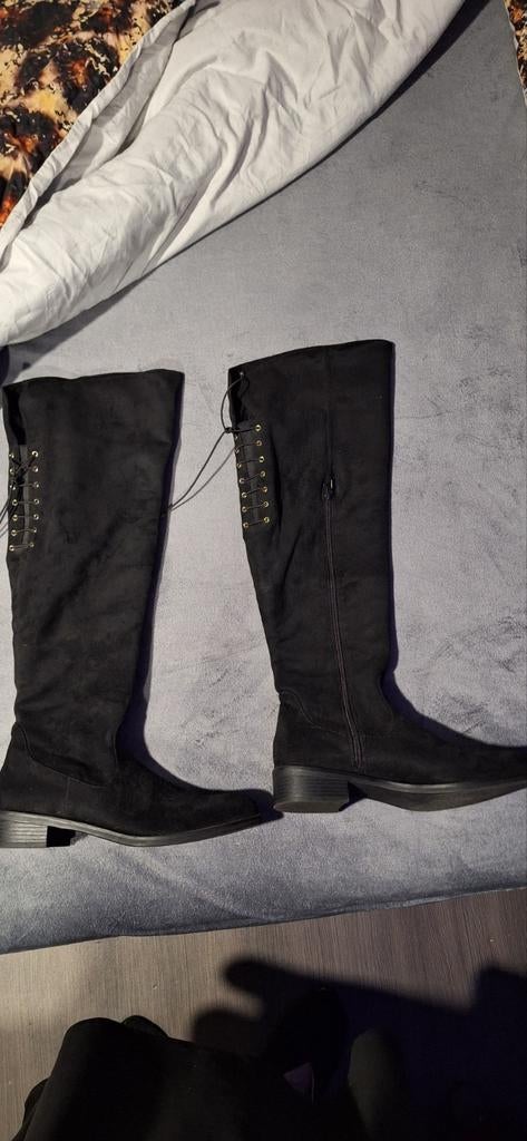 Leer/suède laarzen maat 43, Kleding | Dames, Schoenen, Ophalen of Verzenden, Zo goed als nieuw, Zwart, Hoge laarzen