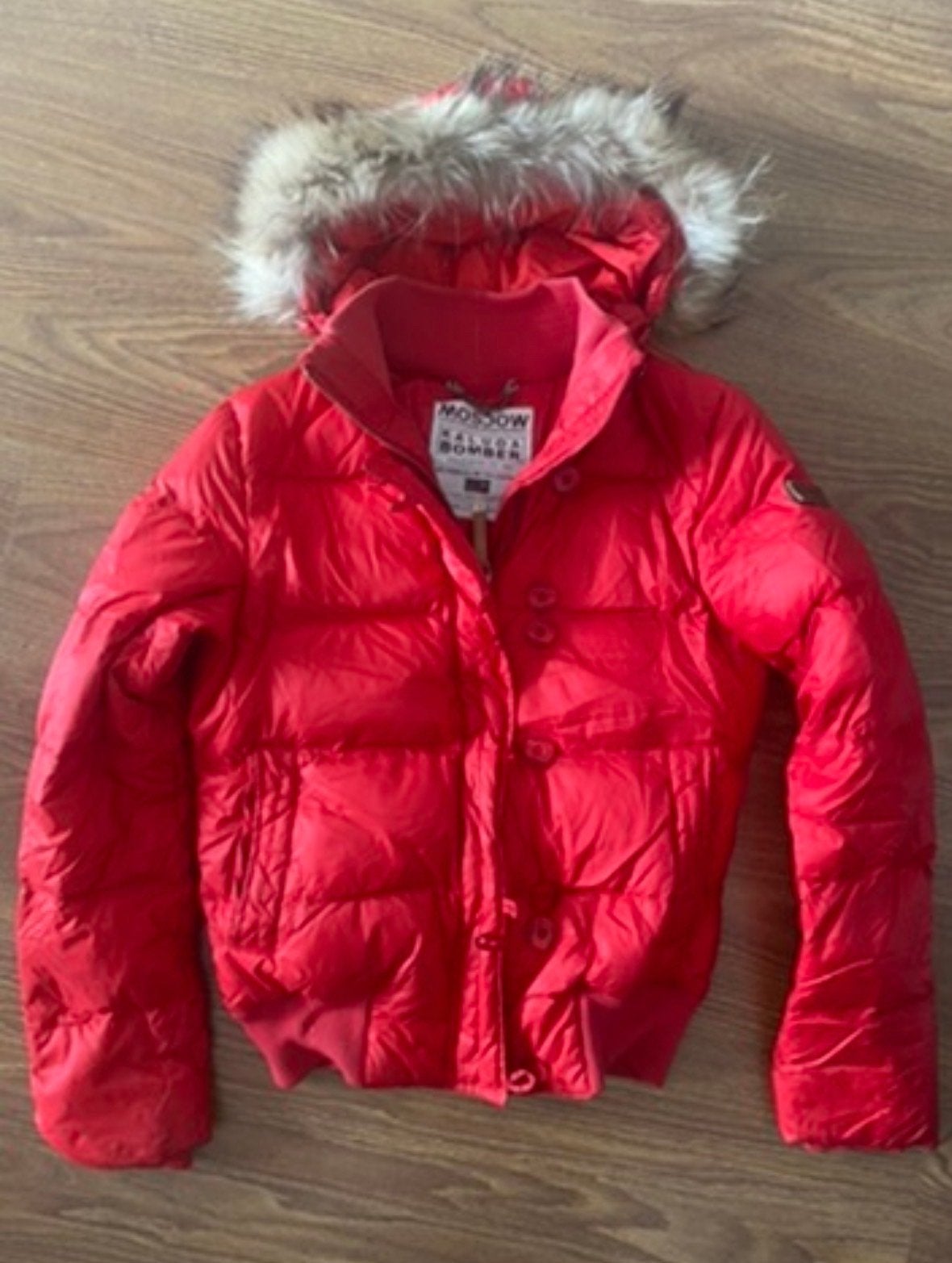 Moscow Rode Winterjas met Bontkraag, Kleding | Dames, Ophalen of Verzenden, Gedragen, Maat 42/44 (L), Rood