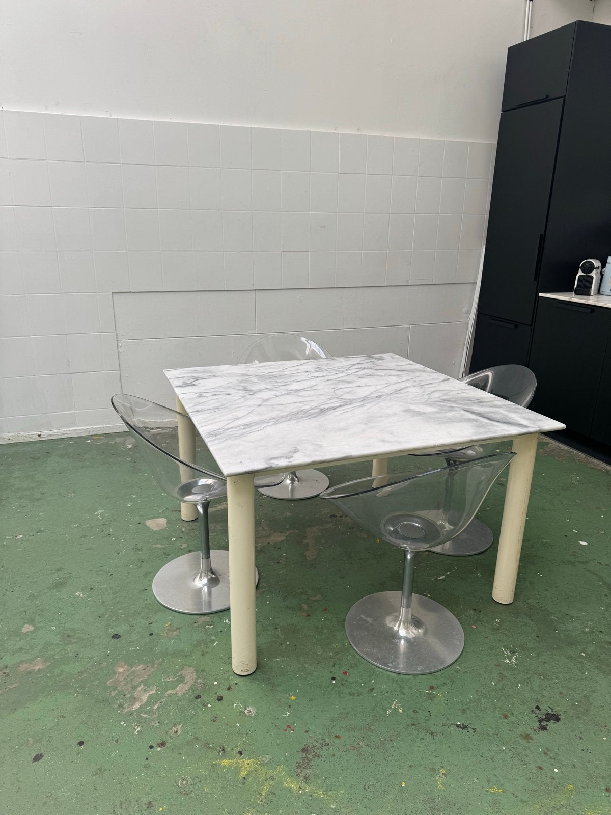 Super mooie marmeren vierkante tafel, Huis en Inrichting, Tafels | Eettafels, Ophalen, Gebruikt, Vierkant, Overige materialen