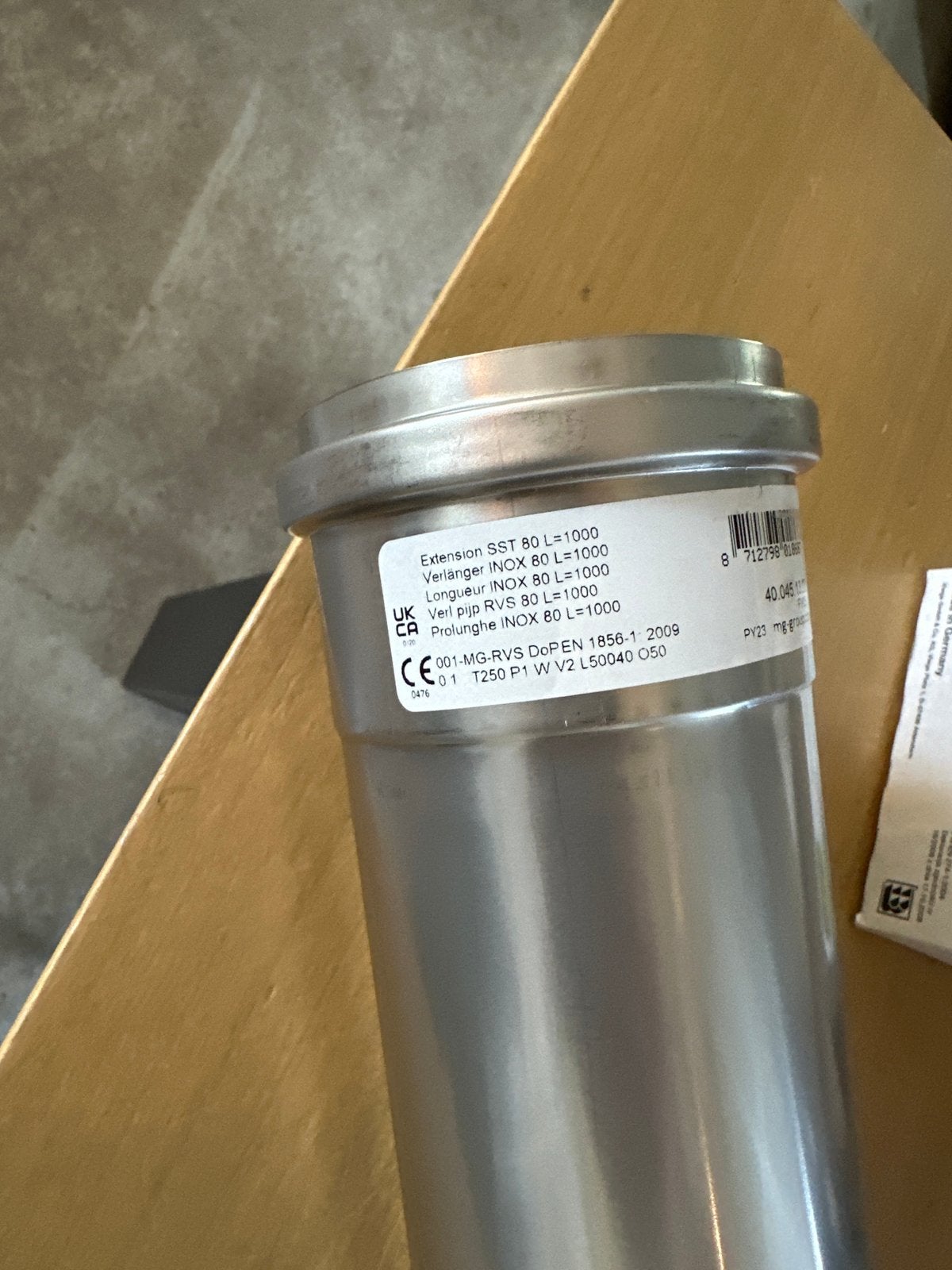Partij Burgerhout RVS rookgas afvoer,Verlengstuk80mmL=1000mm, 60 tot 80 mm, Nieuw, Ophalen of Verzenden, Rvs