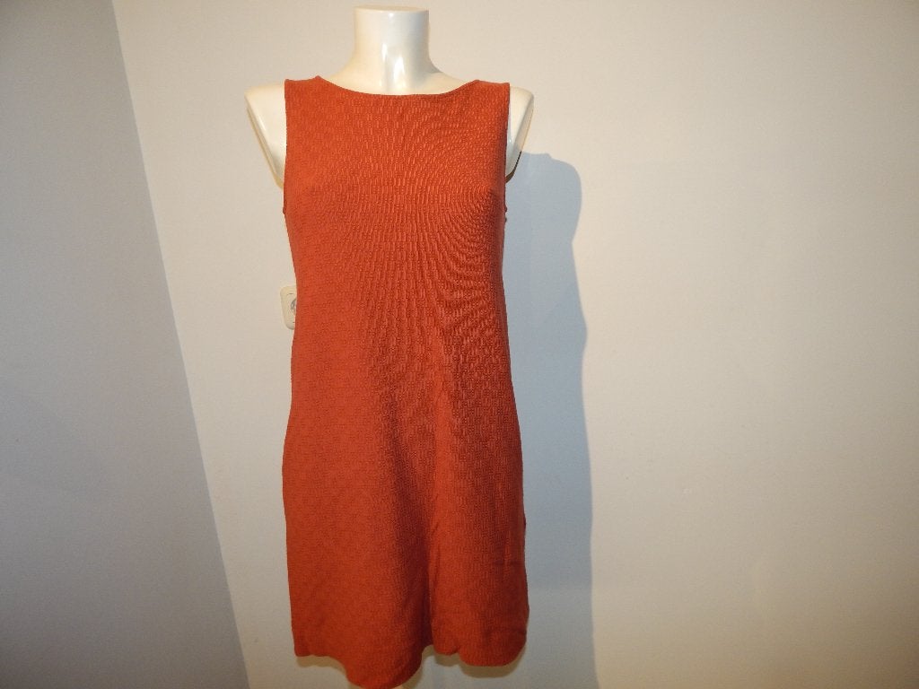 Niu stretch jurkje motief werkje in de stof roest bruin M, Maat 38/40 (M), Bruin, Verzenden, Niu